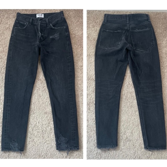 AGOLDE Jamie High Rise Classic Jeans Distressed Ankle Denim Pants Size 25 - Picture 9 of 16